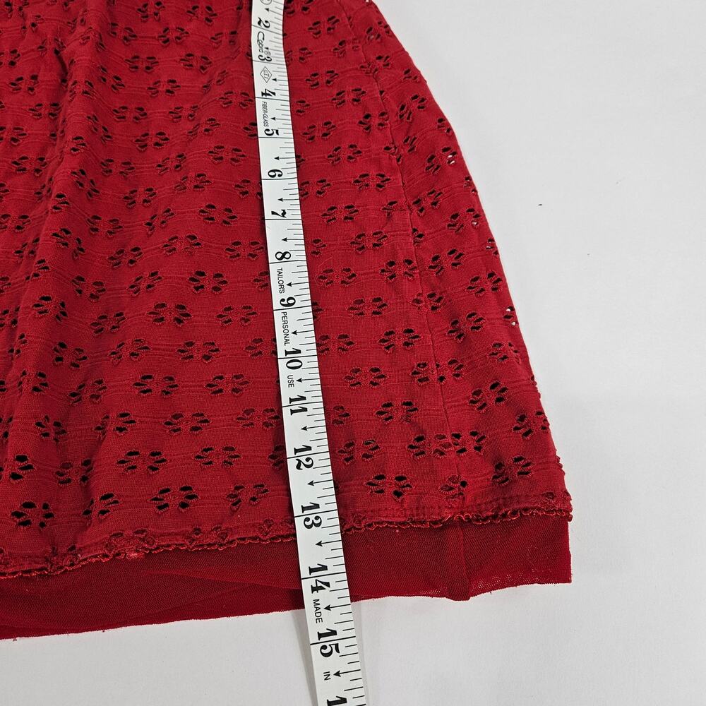 Sold - Y2k/90's Betsey Johnson Mini Skirt Red Eyelet Detail - Size Small - Picture 5 of 5